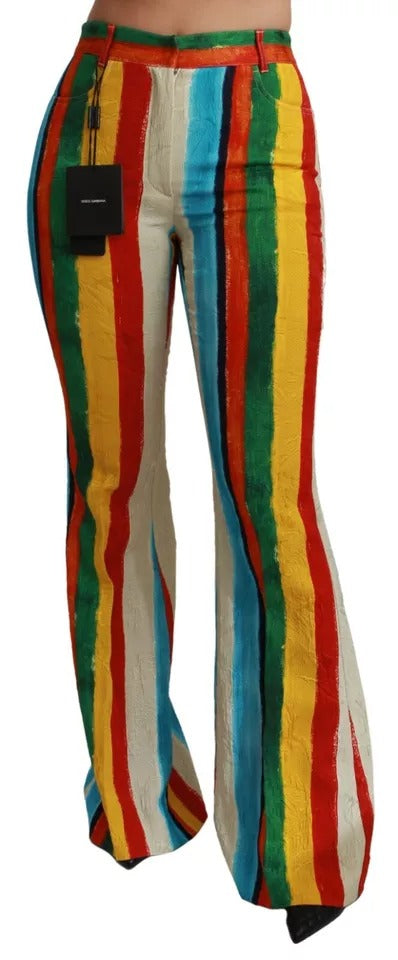 Dolce & Gabbana Riga Pittorica Mehrfarbige Flared Hose