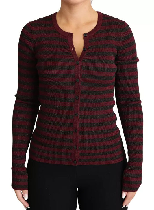 Dolce & Gabbana Schwarz-rote gestreifte Strickjacke