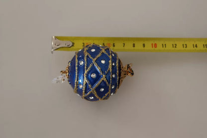 Dolce & Gabbana Gold Messing Blau Weihnachtskugel Kristall Hakenschmuck Ohrringe