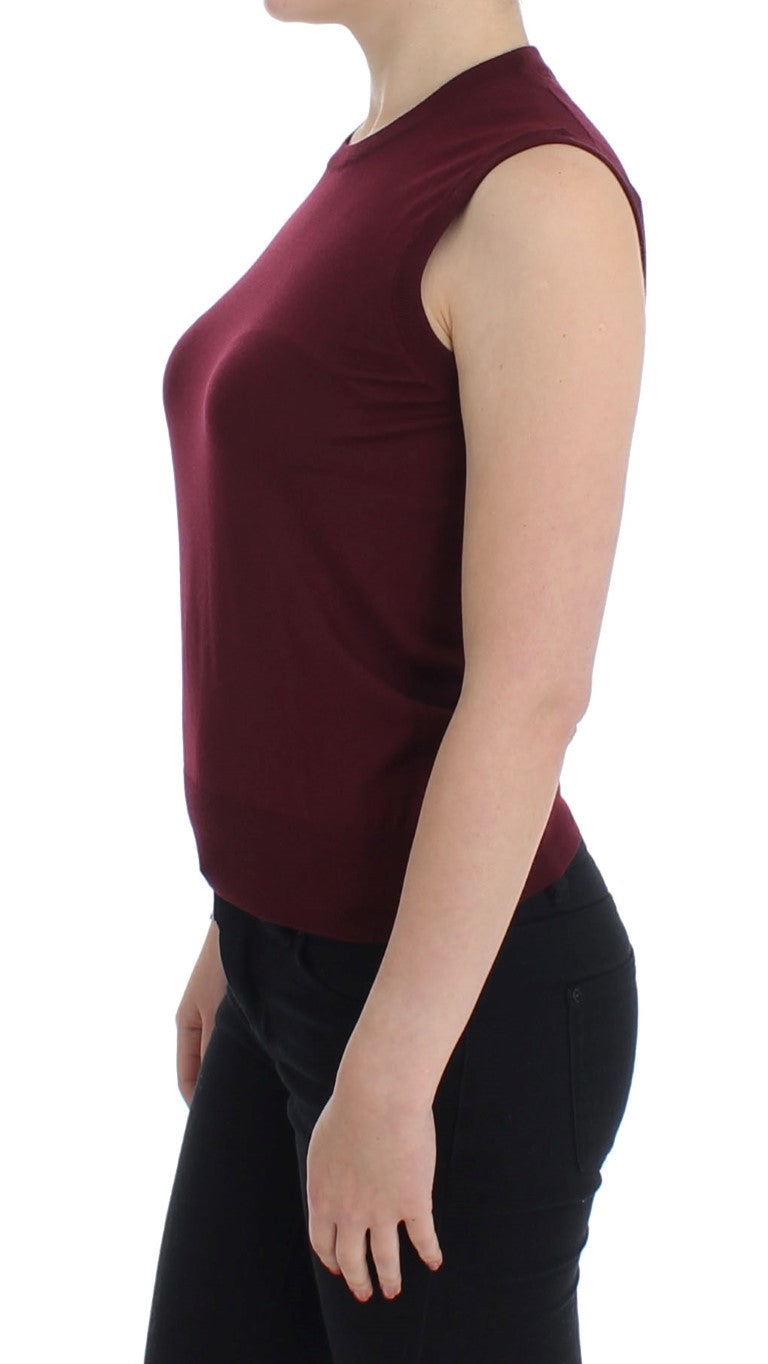 Dolce & Gabbana Rote ärmellose Weste mit Rundhalsausschnitt Pullover