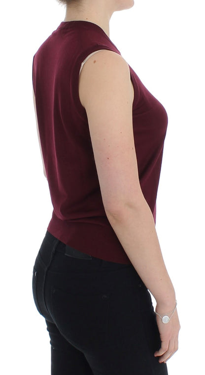Dolce & Gabbana Rote ärmellose Weste mit Rundhalsausschnitt Pullover