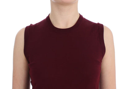 Dolce & Gabbana Rote ärmellose Weste mit Rundhalsausschnitt Pullover