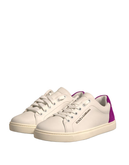 Dolce & Gabbana Weiß Wildleder Leder Low Top Turnschuhe Schuhe