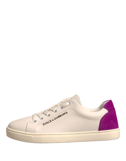 Dolce & Gabbana Weiß Wildleder Leder Low Top Turnschuhe Schuhe