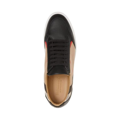 Burberry Schwarz Leder Neu Salmond Turnschuhe