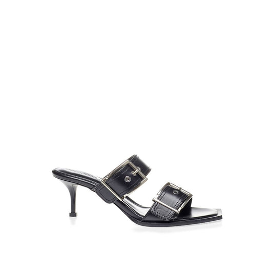 Alexander McQueen Schwarze Leder-Stiletto-Sandalen