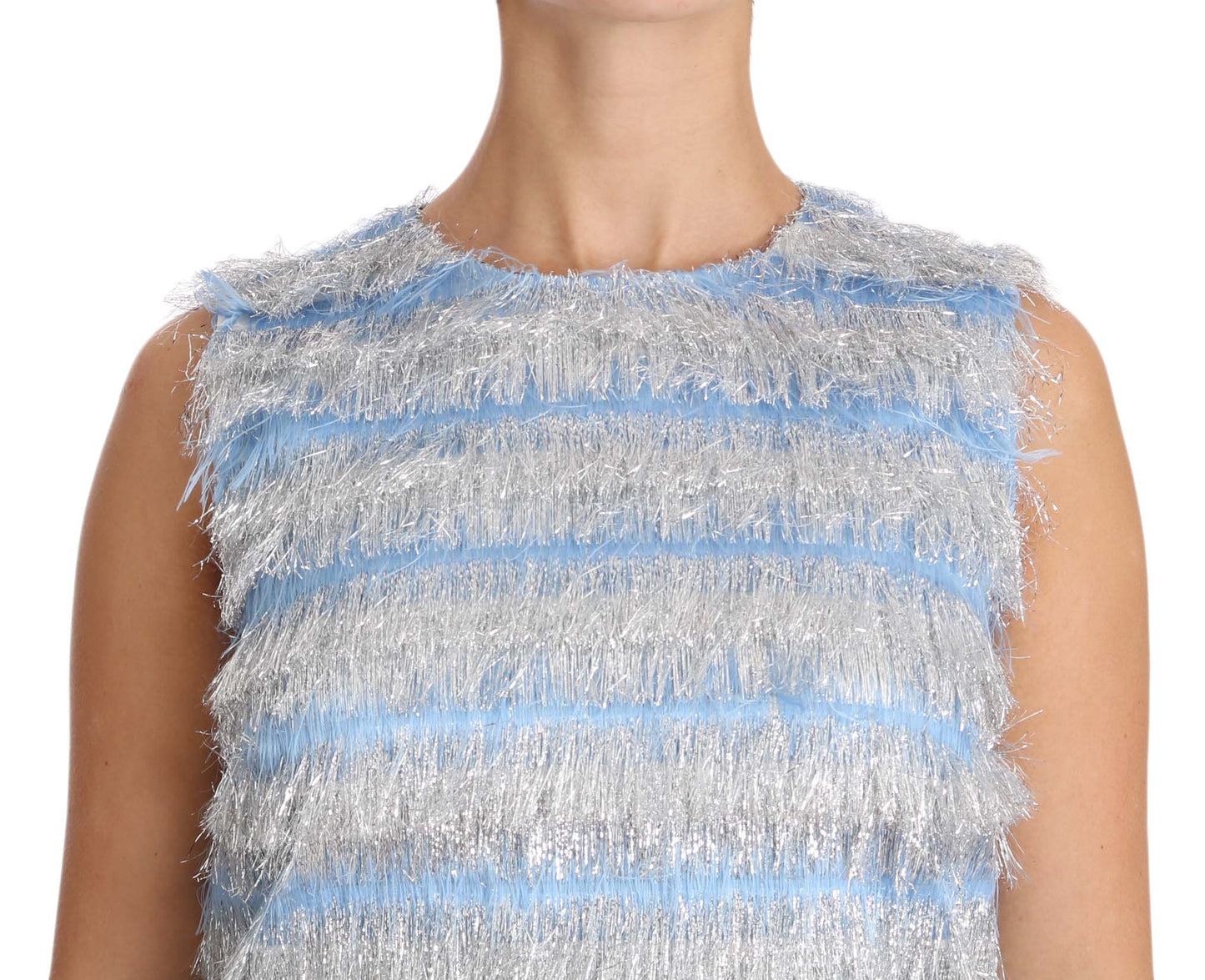 Dolce & Gabbana Hellblau-Silbernes Etuikleid