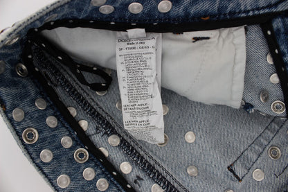 Dolce & Gabbana Crystal Roses Herz verschönert Jeans