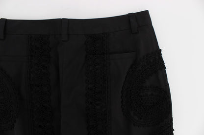 Dolce & Gabbana Schwarze Baumwoll-Stretch-Capris-Hose