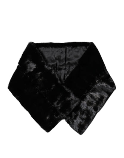 Dolce & Gabbana Schwarzer Pelzschal Hals Wrap Cover Kragenschal