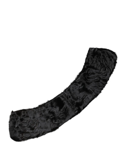 Dolce & Gabbana Schwarzer Lammfellkragen Frauen Hals Wrap Schal