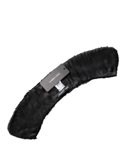 Dolce & Gabbana Black Lambskin Collar Neck Wrap Scarf