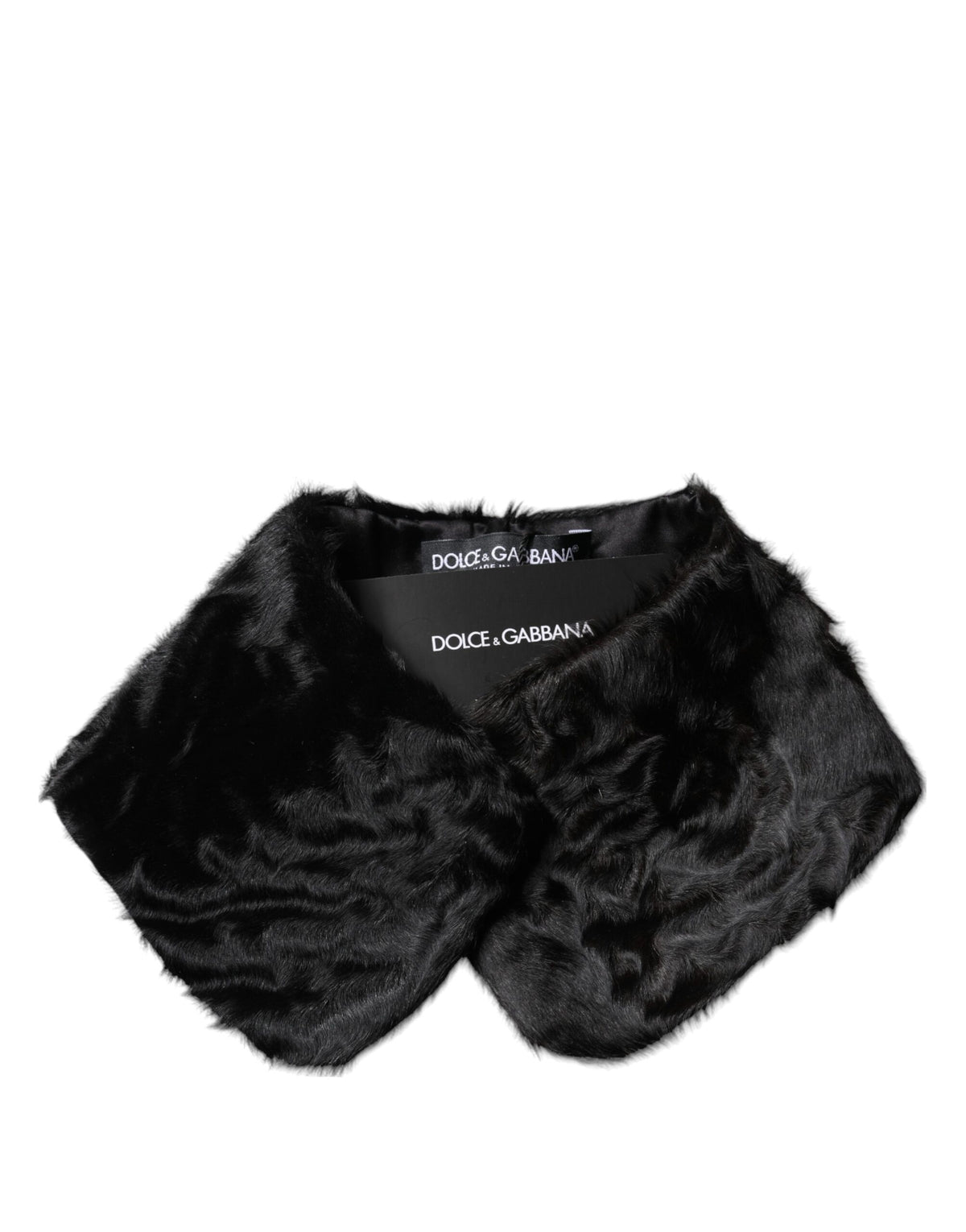 Dolce & Gabbana Black Lambskin Collar Neck Wrap Scarf