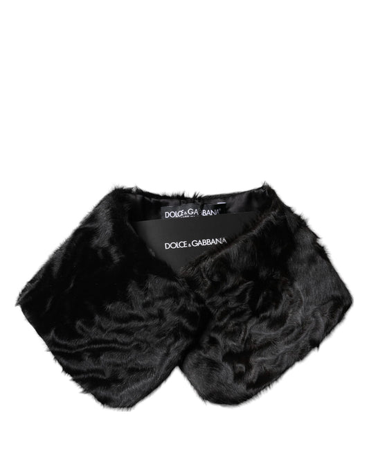 Dolce & Gabbana Schwarzer Lammfellkragen