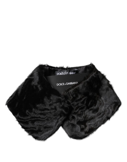 Dolce & Gabbana Schwarzer Lammfellkragen Frauen Hals Wrap Schal