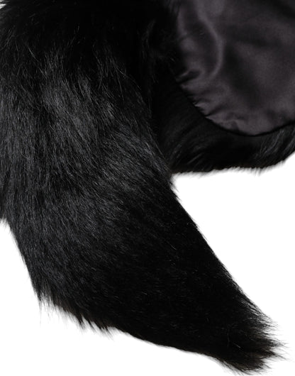 Dolce & Gabbana Schwarzer Fuchs Pelz Halswärmer Winterschal
