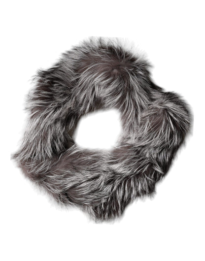 Dolce & Gabbana Grauer Fuchs Pelz Hals Wrap Warmer Winterschal
