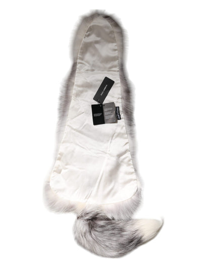 Dolce & Gabbana Weißer Fuchs Pelz Hals Wrap Warmer Winterschal