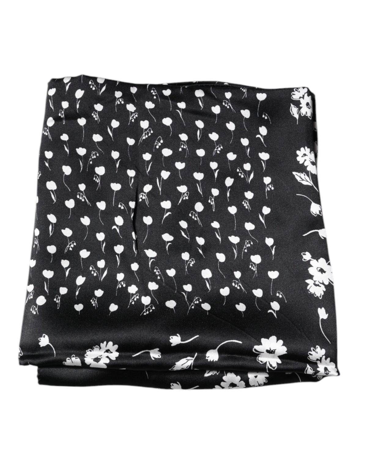 Dolce & Gabbana Schwarz-weißes Seidenfoulard mit Blumenmuster