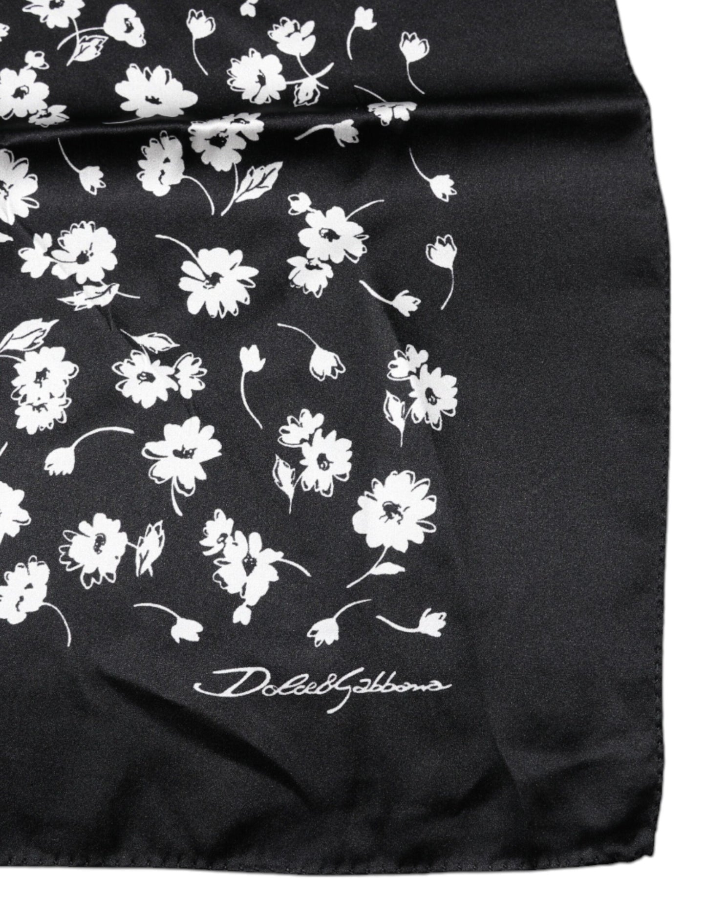 Dolce & Gabbana Schwarzer floraler Seidenschal mit quadratischem Umschlag