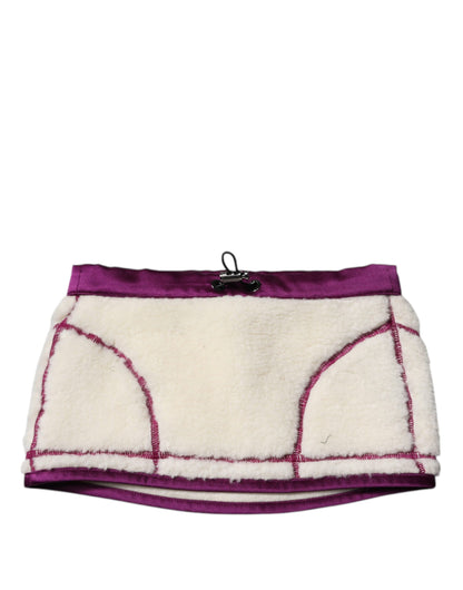 Dolce & Gabbana Weißer lila Kaschmir Fleece Halswärmer Schal