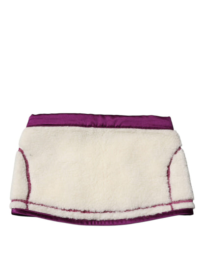 Dolce & Gabbana Weißer lila Kaschmir Fleece Halswärmer Schal