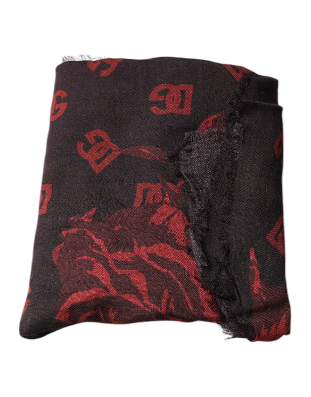 Dolce & Gabbana Schwarz-roter Schal aus Modal und Wolle