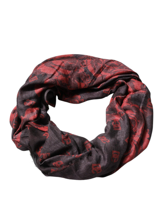 Dolce & Gabbana Schwarz-roter Schal aus Modal und Wolle