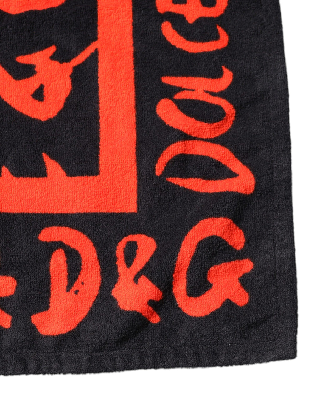Dolce & Gabbana Schwarz-rotes Strandtuch aus Baumwolle