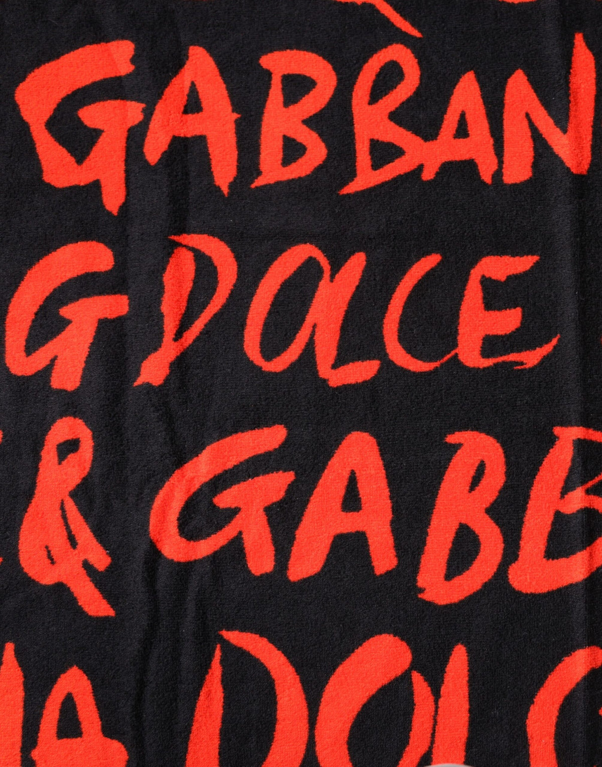 Dolce & Gabbana Schwarz-rotes Strandtuch aus Baumwolle
