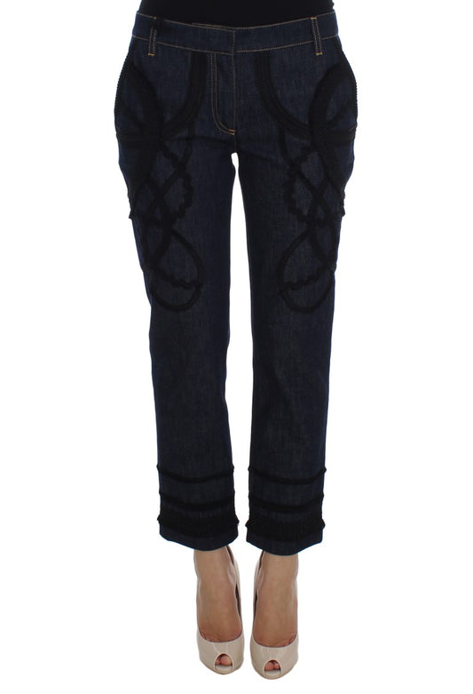 Dolce & Gabbana Blue Capri Jeans with Torero Embroidery