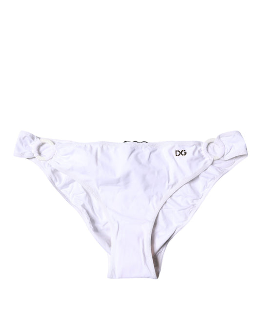 Dolce & Gabbana Weißes Bikini-Unterteil aus Nylon-Stretch