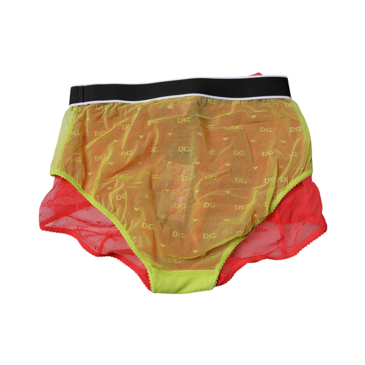Dolce & Gabbana Slip Rosso e Giallo in Tulle Stretch a Vita Media