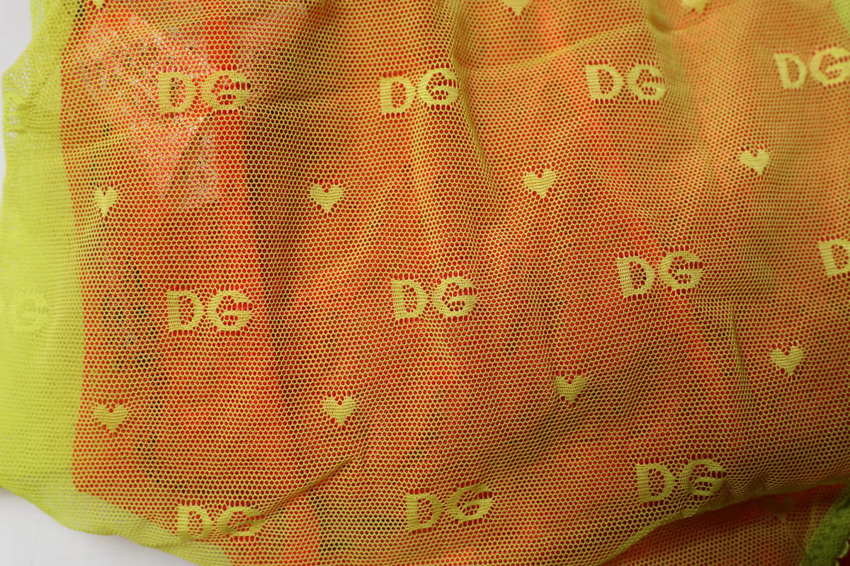 Dolce & Gabbana Slip Rosso e Giallo in Tulle Stretch a Vita Media