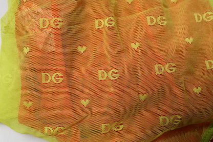 Dolce & Gabbana Slip Rosso e Giallo in Tulle Stretch a Vita Media