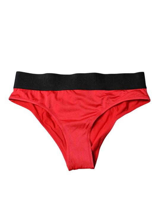 Dolce & Gabbana Rot-schwarze Mid-Waist Panty aus Nylon-Stretch