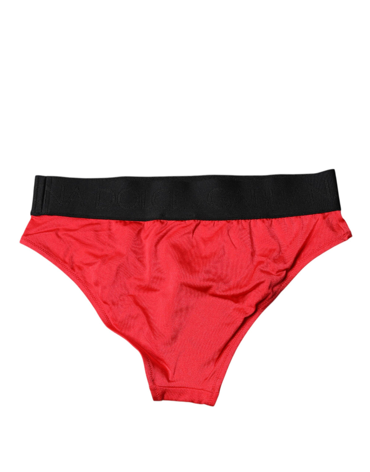 Dolce & Gabbana Rot-schwarze Mid-Waist Panty aus Nylon-Stretch
