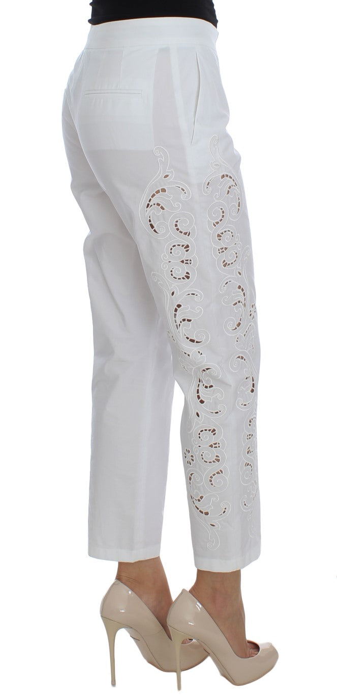 Dolce & Gabbana Weißes Kleid mit Blumenausschnitt Sicily-Hose