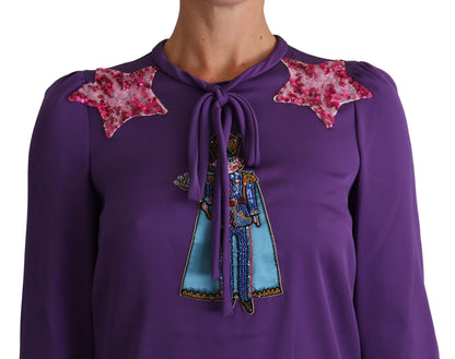 Dolce & Gabbana Lila Bluse Prinz Märchen verschönertes Top