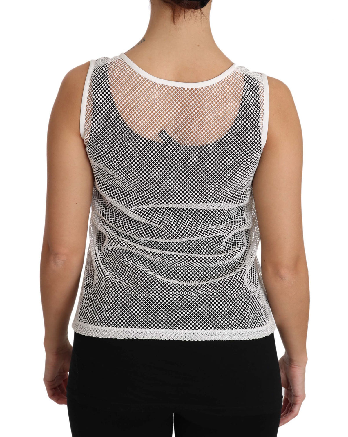 Dolce & Gabbana White Sheer Mesh Sleeveless Tank Top