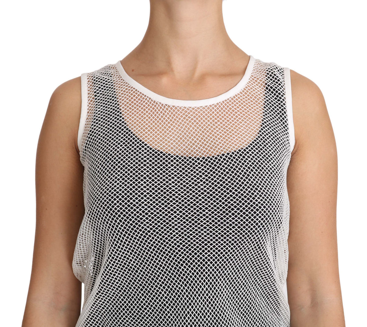 Dolce & Gabbana White Sheer Mesh Sleeveless Tank Top