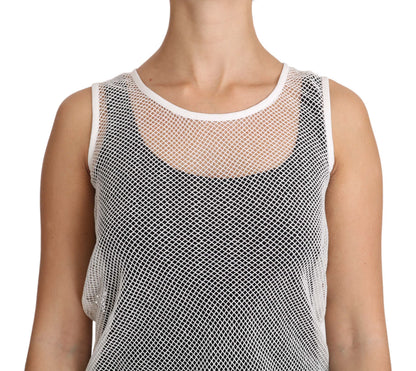 Dolce & Gabbana White Sheer Mesh Sleeveless Tank Top