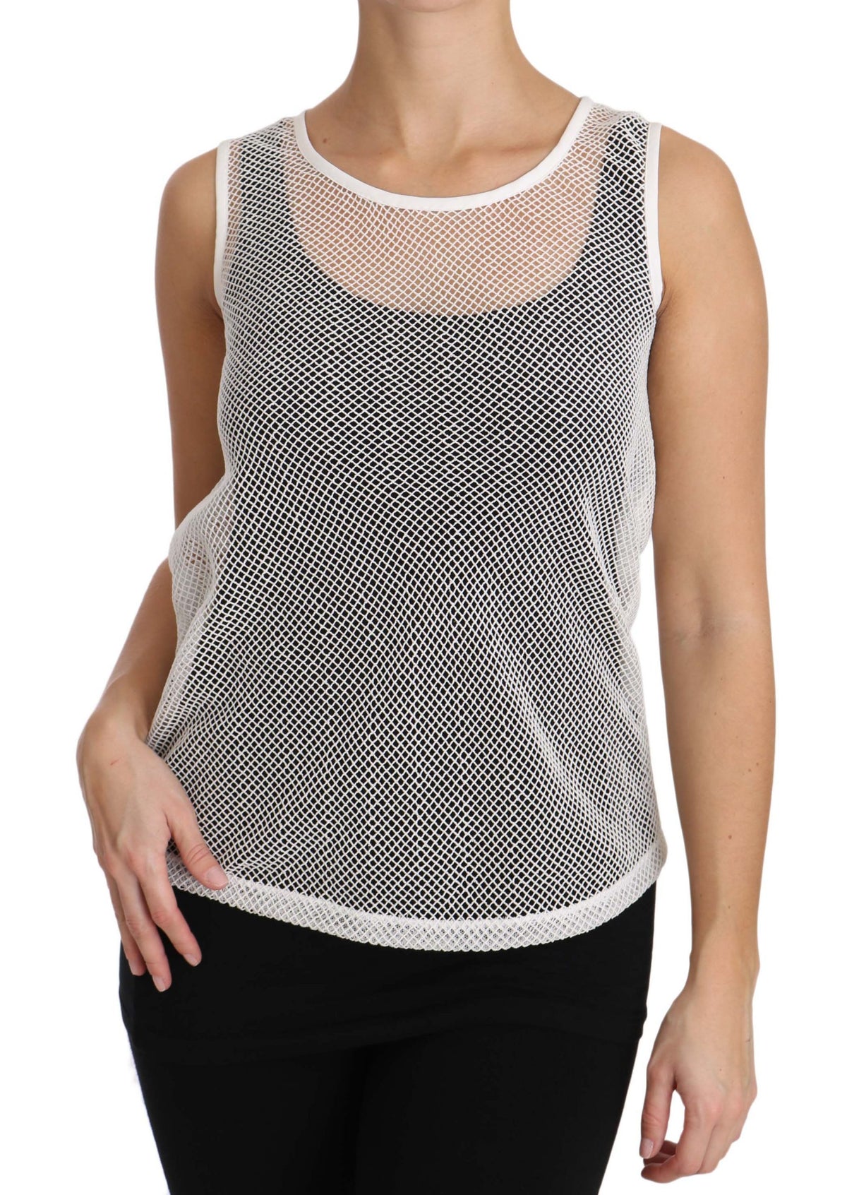 Dolce & Gabbana White Sheer Mesh Sleeveless Tank Top