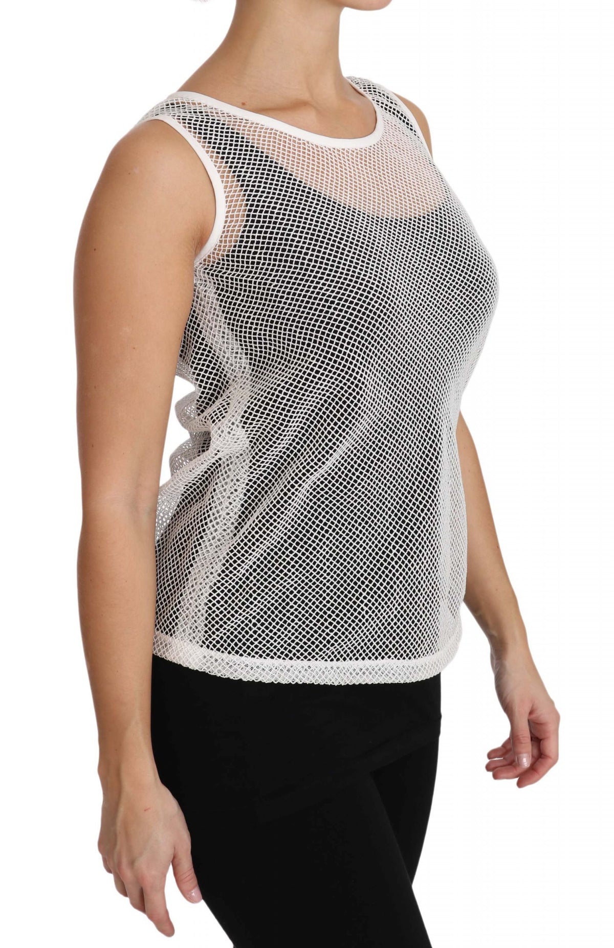 Dolce & Gabbana White Sheer Mesh Sleeveless Tank Top