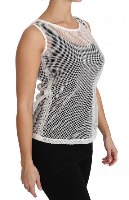 Dolce & Gabbana White Sheer Mesh Sleeveless Tank Top