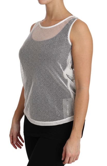 Dolce & Gabbana White Sheer Mesh Sleeveless Tank Top