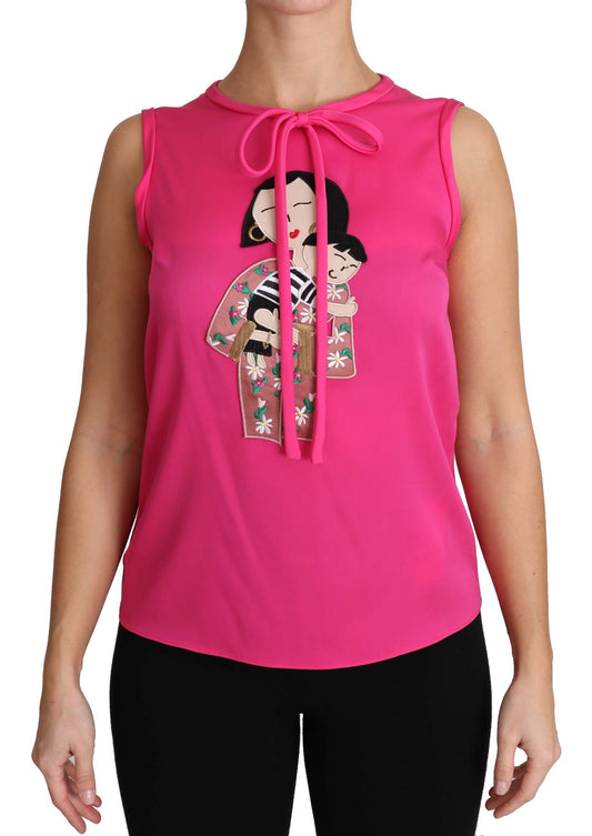 Dolce & Gabbana Rosa Familie Seide Tank Mama Bluse Top Shirt