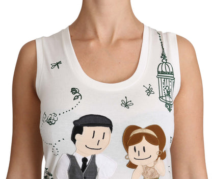Dolce & Gabbana Weißes Baumwolle #dgfamily Ärmelloses Shirt Tank Top