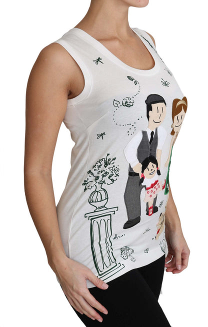 Dolce & Gabbana Weißes Baumwolle #dgfamily Ärmelloses Shirt Tank Top