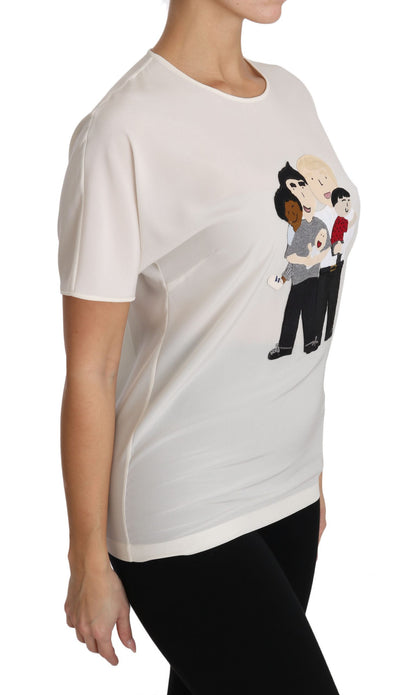 Dolce & Gabbana Weißes Seidenstretch-T-Shirt #dgfamily